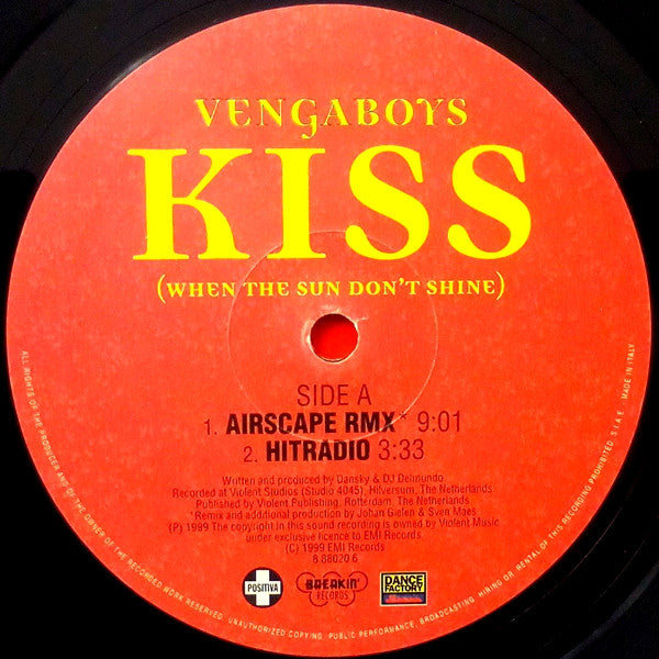 Vengaboys : Kiss (When The Sun Don't Shine) (12")