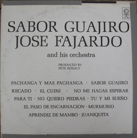 Jose Fajardo And His Orchestra - Sabor Guajiro vinyl record, LP (Near Mint (NM or M-)) | Lulo Records