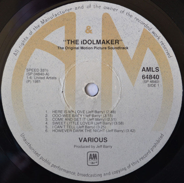 Various : The Idolmaker (The Original Motion Picture Soundtrack) (LP, Album)