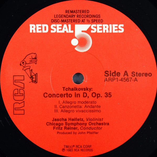 Jascha Heifetz, Pyotr Ilyich Tchaikovsky, Fritz Reiner / Chicago Symphony Orchestra, Felix Mendelssohn-Bartholdy, Charles Munch / Boston Symphony Orchestra : Concerto In D · Concerto In E Minor (LP, Album, Comp, RE, RM)