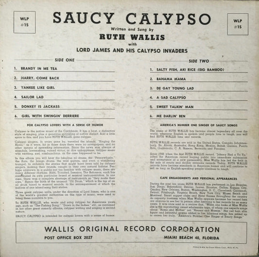 Ruth Wallis : Saucy Calypso (LP, Album)