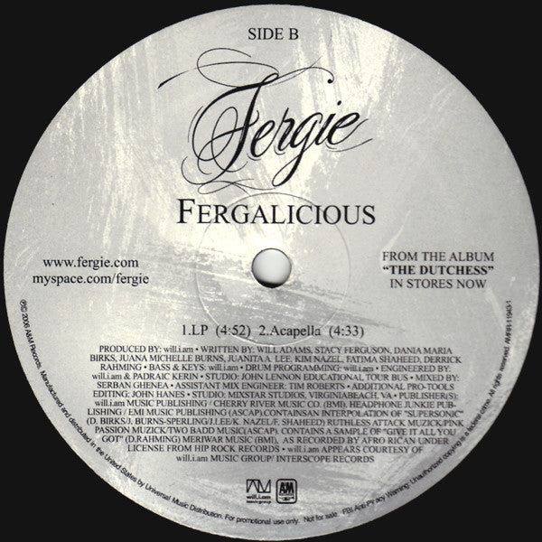 Fergie (2) : Fergalicious (12", Promo)