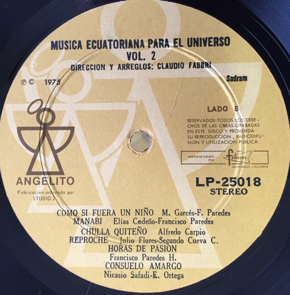 Claudio Fabbri (2) : Musica Ecuatoriana Para El Universo Vol. 2 (LP, Album)