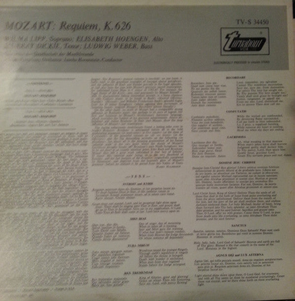 Wolfgang Amadeus Mozart, Jascha Horenstein : Requiem, K 626 (LP, Album)
