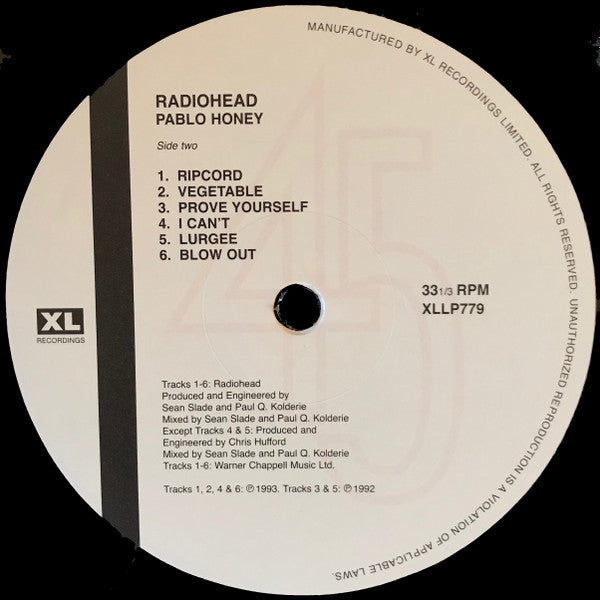 Radiohead : Pablo Honey (LP, Album, M/Print, RE)