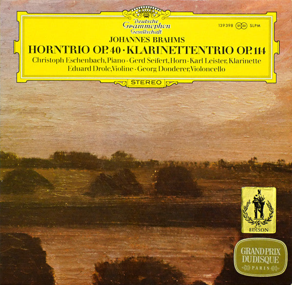 Johannes Brahms - Christoph Eschenbach ∙ Gerd Seifert ∙ Karl Leister ∙ Eduard Drolc ∙ Georg Donderer : Horntrio Op.40 • Klarinettentrio Op.114 (LP, RP)