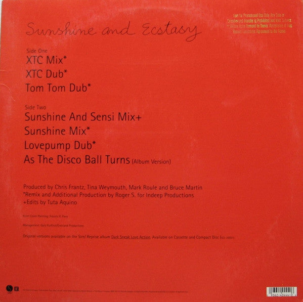 Tom Tom Club : Sunshine And Ecstasy (12", Maxi)