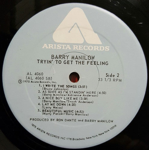 Barry Manilow : Tryin' To Get The Feeling (LP, Album, PRC)