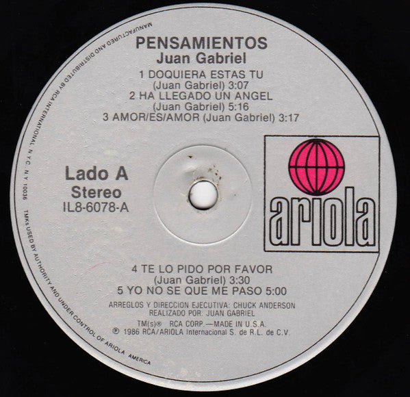 Juan Gabriel : Pensamientos (LP, Album)