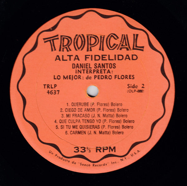 Daniel Santos : Interpreta: Lo Mejor: de Pedro Flores Volume 4 (LP, Album)