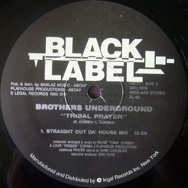 Brothers Underground : Tribal Prayer / Make It Rite (12")