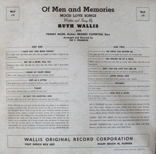 Ruth Wallis : Of Men And Memories (LP)