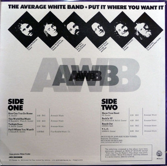 Average White Band - Put It Where You Want It vinyl record, LP (Near Mint (NM or M-)) | Lulo Records