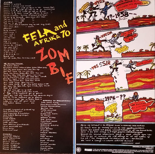 Fẹla* And Afrika 70* : Zombie (LP, Album, RE)