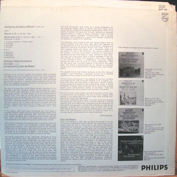 Wolfgang Amadeus Mozart, Staatskapelle Dresden, Edo de Waart : Serenade In D, K. 203 / March In D, K. 237 (LP)