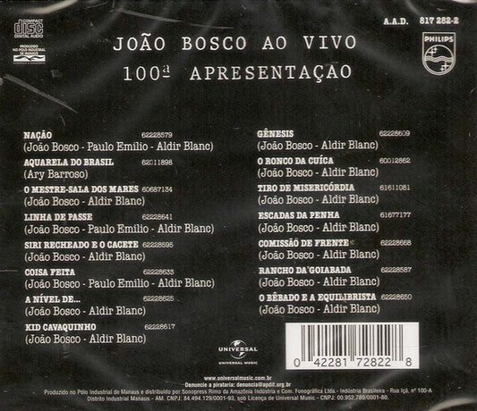 João Bosco - Ao Vivo - 100ª Apresentação vinyl record, CD (Mint (M)) | Lulo Records