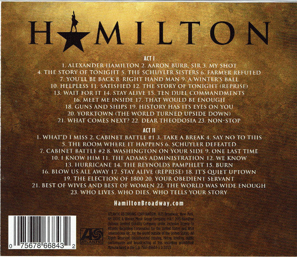 Lin-Manuel Miranda : Hamilton: An American Musical (Original Broadway Cast Recording) (2xCD, Album)