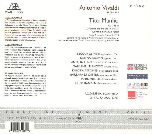 Antonio Vivaldi, Accademia Bizantina, Ottavio Dantone, Nicola Ulivieri, Karina Gauvin, Ann Hallenberg, Marijana Mijanovic, Debora Beronesi : Tito Manlio (3xCD, Album + Box, Sli)