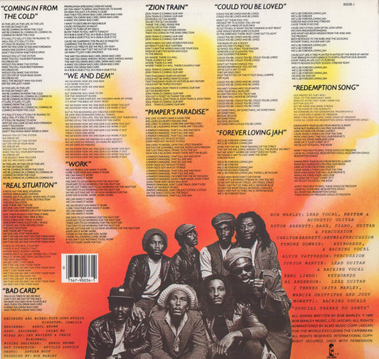 Bob Marley & The Wailers : Uprising (LP, Album, RE, RP, SRC)