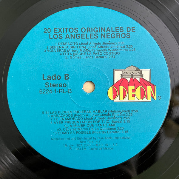 Los Angeles Negros : 20 Exitos Originales De Los Angeles Negros (LP, Comp)