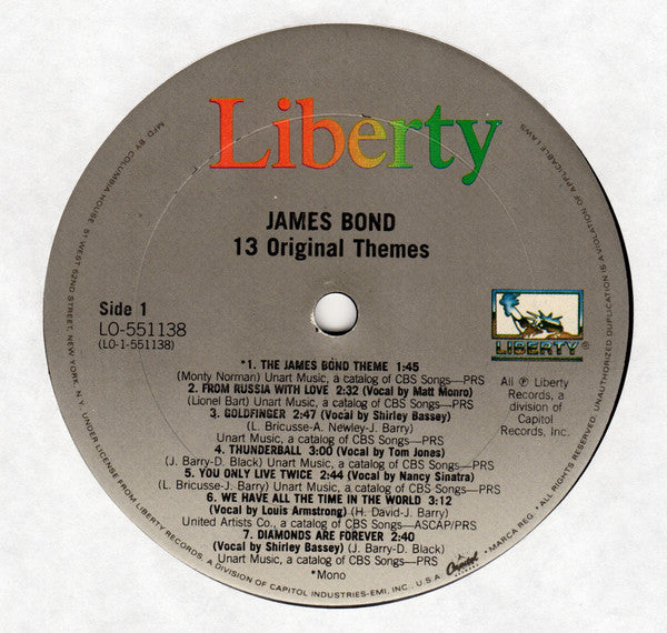 Various : James Bond - 13 Original Themes (LP, Comp, Club, Car)