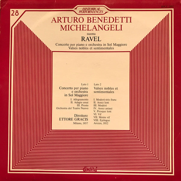 Maurice Ravel, Arturo Benedetti Michelangeli, Orchestra del Teatro Nuovo, Ettore Gracis : Arturo Benedetti Michelangeli Suona Ravel (LP, Album)