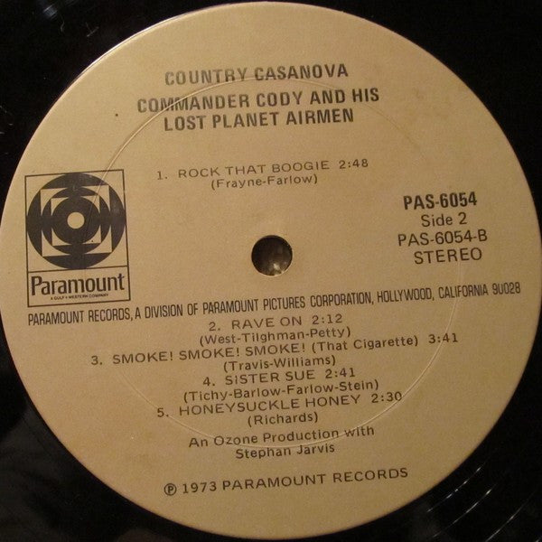 Commander Cody And His Lost Planet Airmen : Country Casanova (LP, Album, Ter)