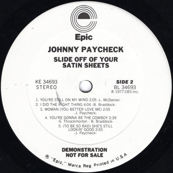 Johnny Paycheck : Slide Off Of Your Satin Sheets (LP, Album, Promo)