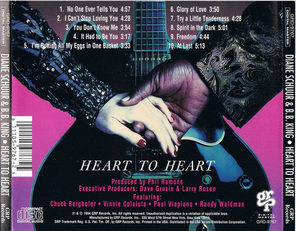 Diane Schuur & B.B. King : Heart To Heart (CD, Album)