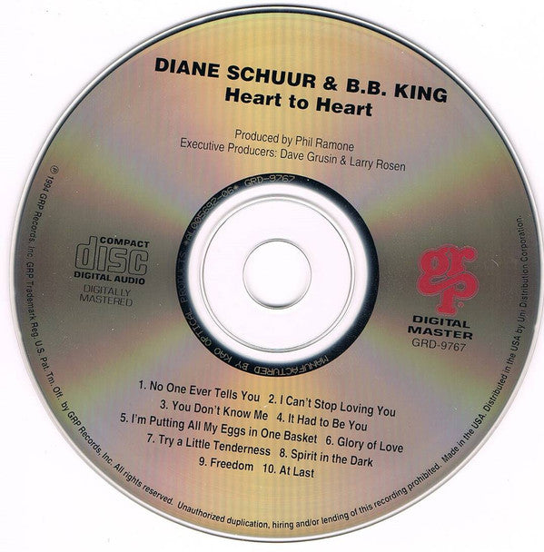 Diane Schuur & B.B. King : Heart To Heart (CD, Album)