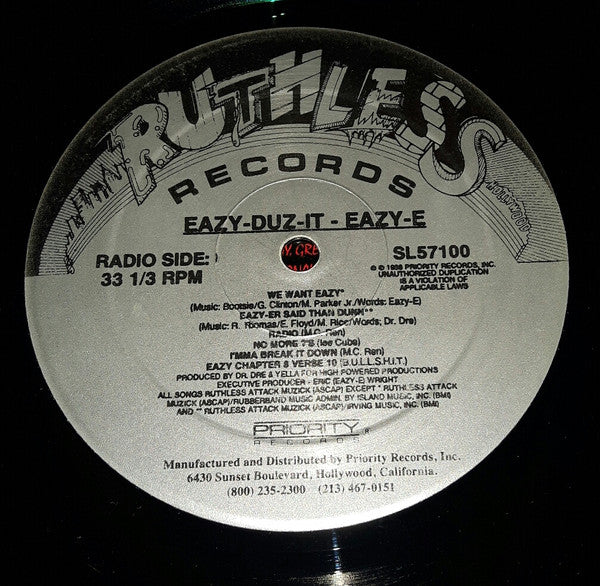 Eazy-E : Eazy-Duz-It (LP, Album, RE)