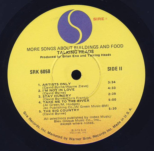 Talking Heads : More Songs About Buildings And Food (LP, Album, Win)