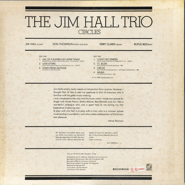 Jim Hall Trio : Circles (LP, Album, Promo)