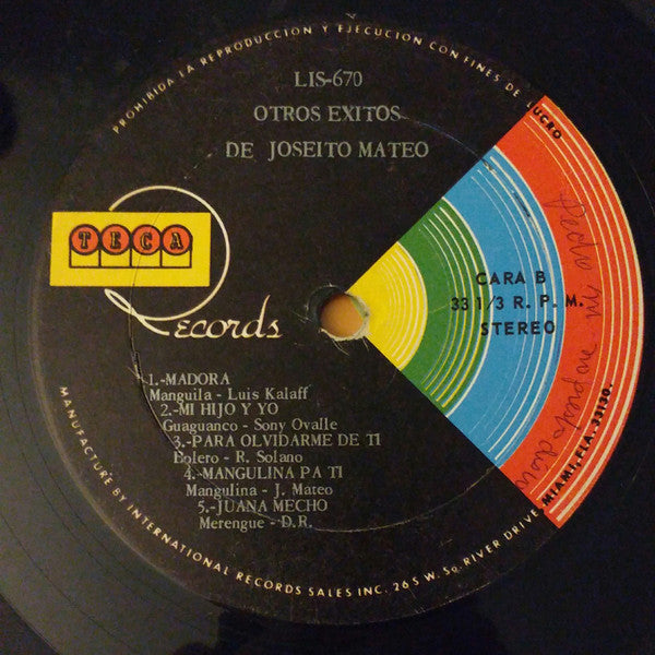 Joseito Mateo Y Su Orquesta : Otros Exitos (LP, Album)