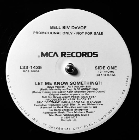 Bell Biv Devoe : Let Me Know Something?! (12", Single, Promo)
