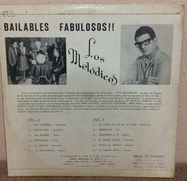 Los Melódicos : Bailables Fabulosos (LP, Album, Mono)