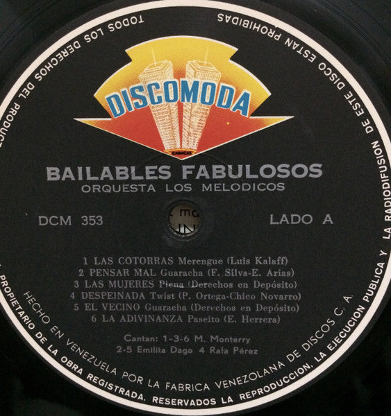 Los Melódicos : Bailables Fabulosos (LP, Album, Mono)