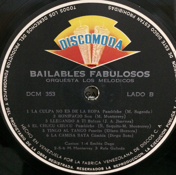 Los Melódicos : Bailables Fabulosos (LP, Album, Mono)