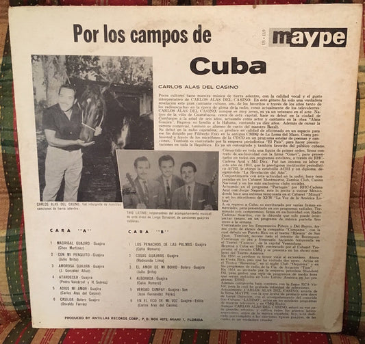 Carlos Alas Del Casino - Por los campos de Cuba vinyl record, LP (Very Good Plus (VG+)) | Lulo Records