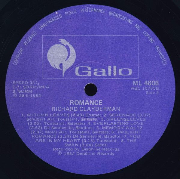 Richard Clayderman : Romance (LP, Album, DMM)