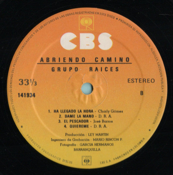 Grupo Raices : Abriendo Camino! (LP, Album)