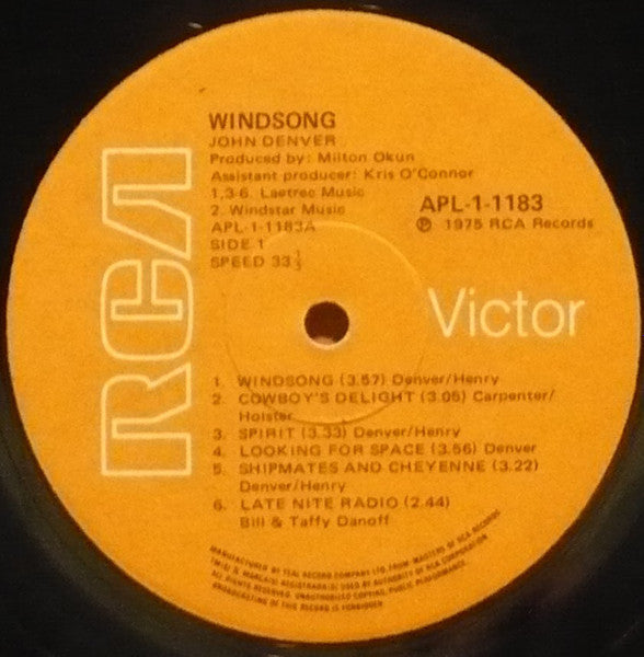 John Denver : Windsong (LP, Album, Gat)