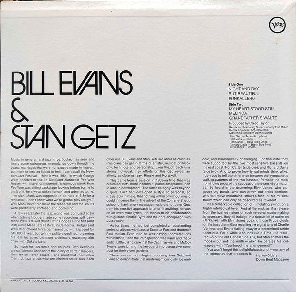Bill Evans & Stan Getz : A Discovery In 1973 (LP, Album, Mono, RE)