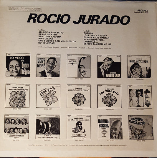 Rocio Jurado - ROCIO vinyl record, LP (Very Good Plus (VG+)) | Lulo Records