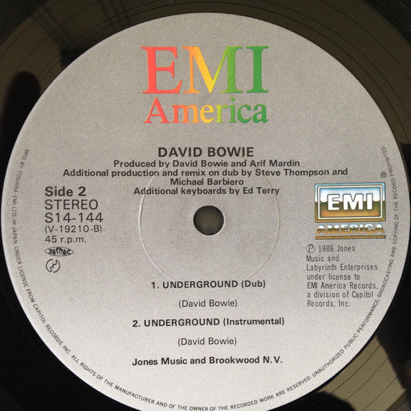 David Bowie : Underground (Extended Dance Mix) (12", Single)