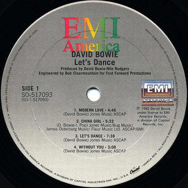David Bowie : Let's Dance (LP, Album, Club, Col)