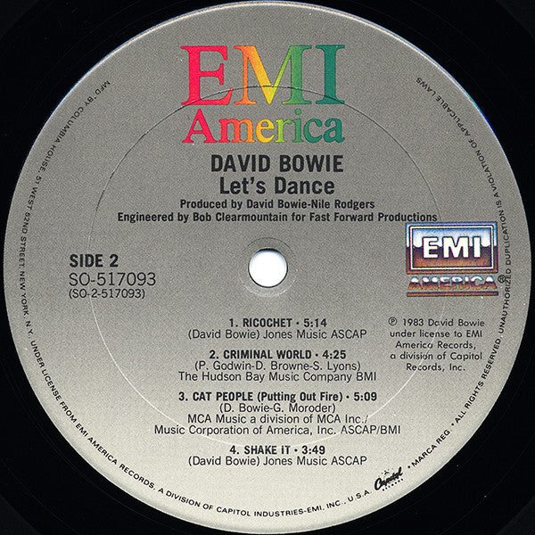David Bowie : Let's Dance (LP, Album, Club, Col)