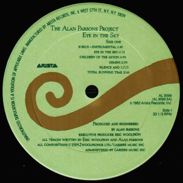 The Alan Parsons Project : Eye In The Sky (LP, Album, Club, CRC)
