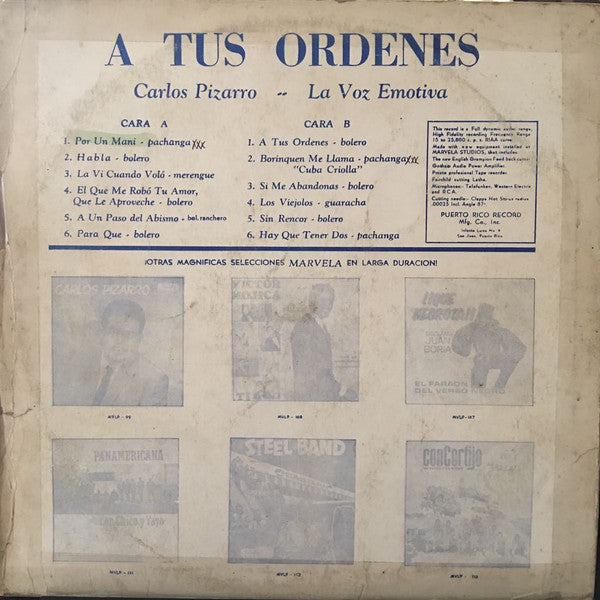 Carlos Pizarro : A - Tus - Ordenes (LP)