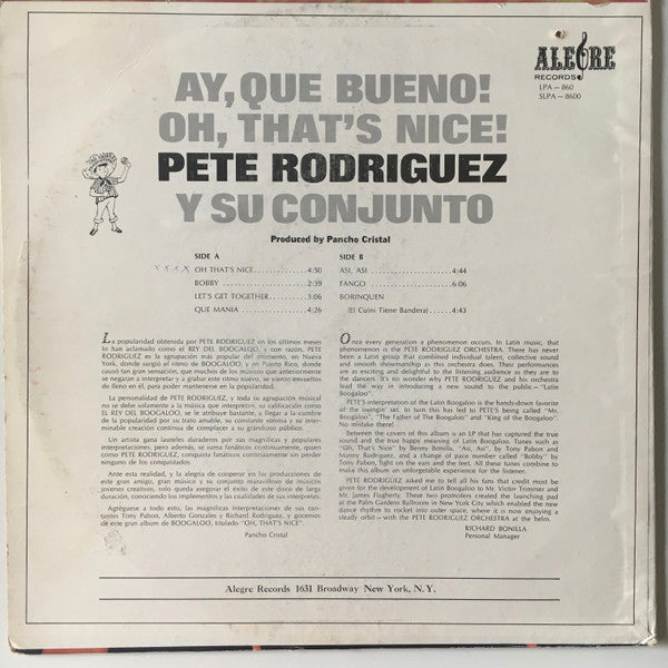 Pete Rodriguez Y Su Conjunto : Oh, That's Nice! (Ay, Que Bueno!) (LP, Album, Mono)